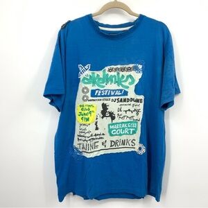 Akademiks Men Large Shirt‎ Vintage Y2K Short Sleeve Blue Graphic Print Hip Hop